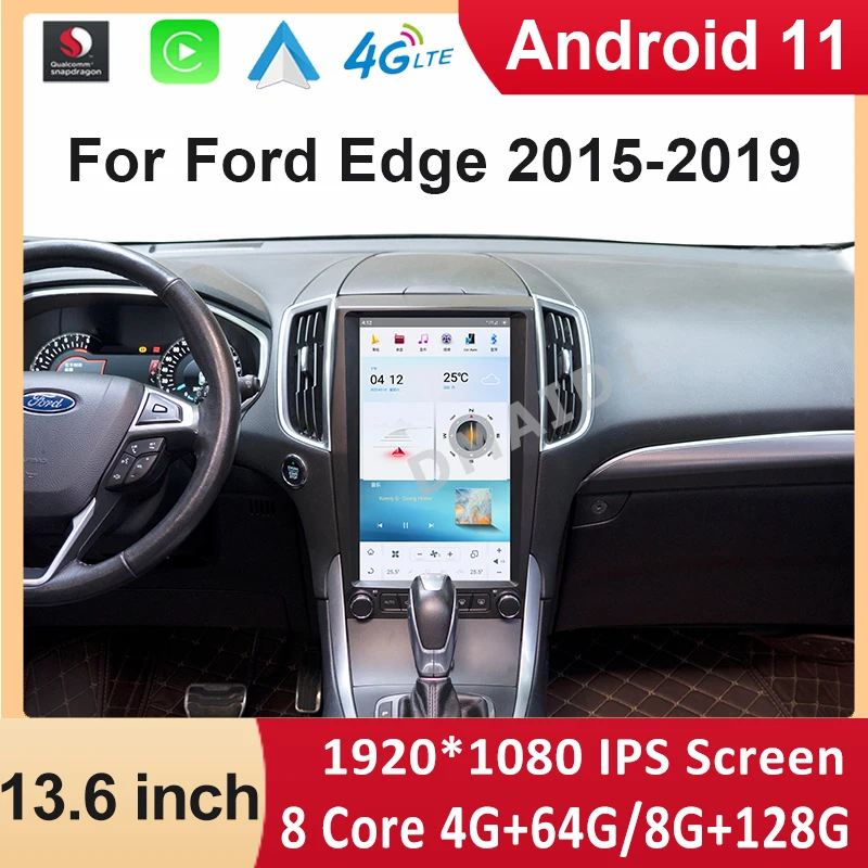 

Multimedia Radio GPS Navigation For Ford Edge 2015-2021 13.6" Vertical Screen Qualcomm Android 11 Car Video Player Carplay Auto