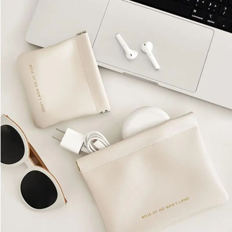 PU Leather Simple Mini Lipstick Makeup Storage Bag Women Square Small Cosmetic Pouch Portable Make Up Key Organizer Bags