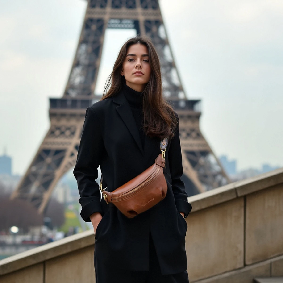 

Bag women 2025 new ins trend simple all-in-one chest bag women's single shoulder cross-body chest bag soft leather Fanny pack