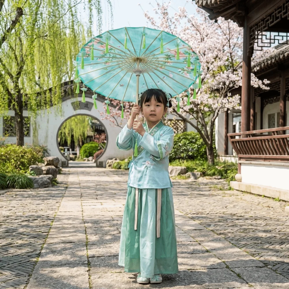 56cm Fabric Tassel Umbrella Chinese Style Rainproof Chinese Antique Umbrella Handheld Decorative Hanfu Umbrella Photography Prop
