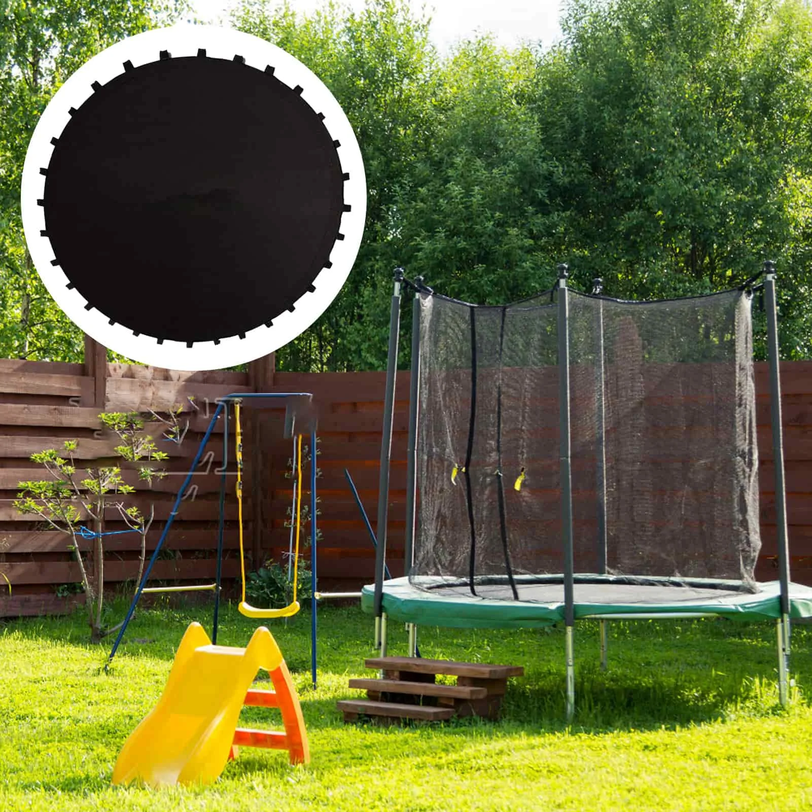 1Pc Black Trampoline Replacement Jumping Mat Trampoline Round Mat With Hooks