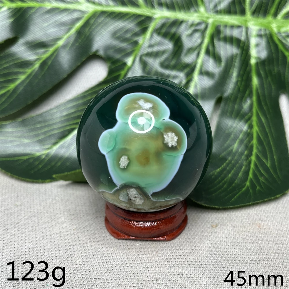 

Green Gemstone Agate Ball Cherry Blossom Flower Crystal Geode Garden Decoration Gift Shaman Quartz Witch Altar Stone Healing