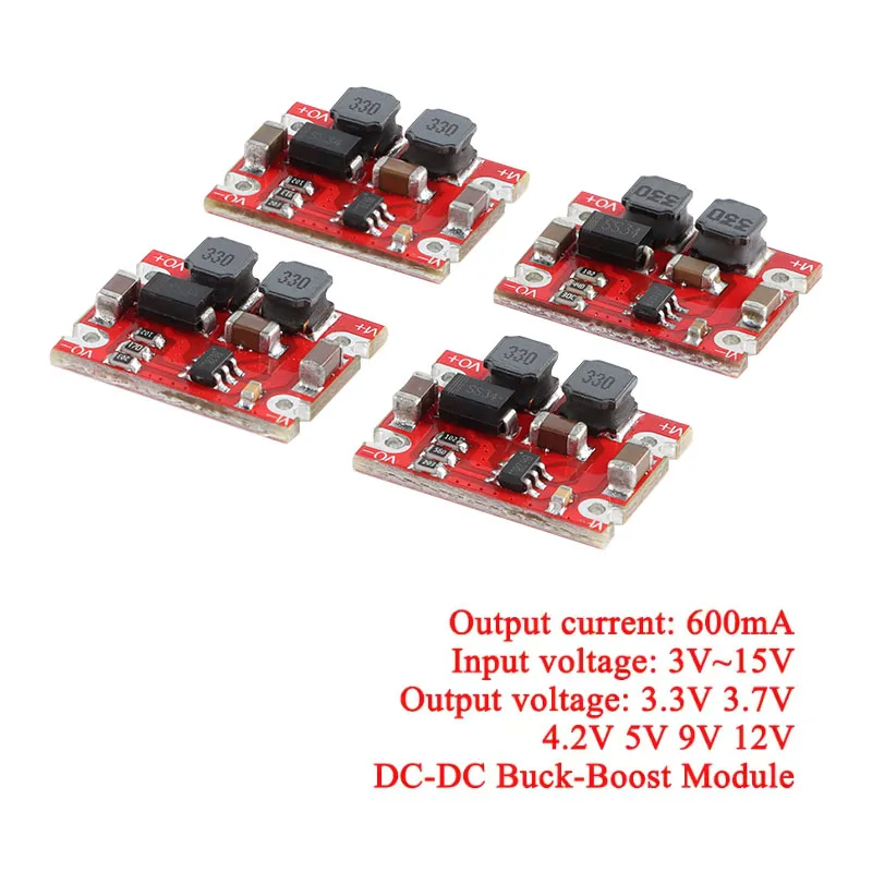 10Pcs/1pc DC-DC Input 3V-15V to 3.3V 4.2V 5V 9V 12V Output 600mA Automatic Buck Boost Power Supply Module Step Up/Down Board PCB