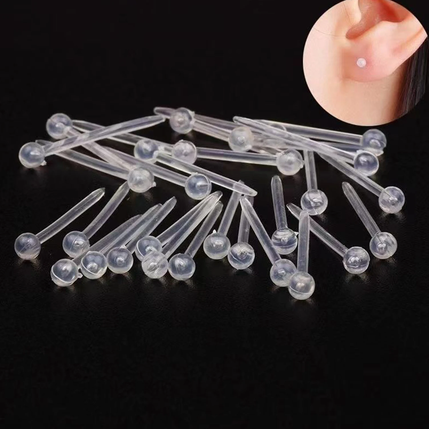 10Pcs Disposable Plastic Earrings Ear Sticks Pins Transparent Earrings For Women's Jewelry Accessories