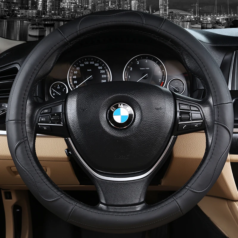 Genuine Leather Car Steering Wheel Cover 38cm For BMW E90 320i 325i 330i 335i E87 120i 130i 120d Auto Interior Accessories