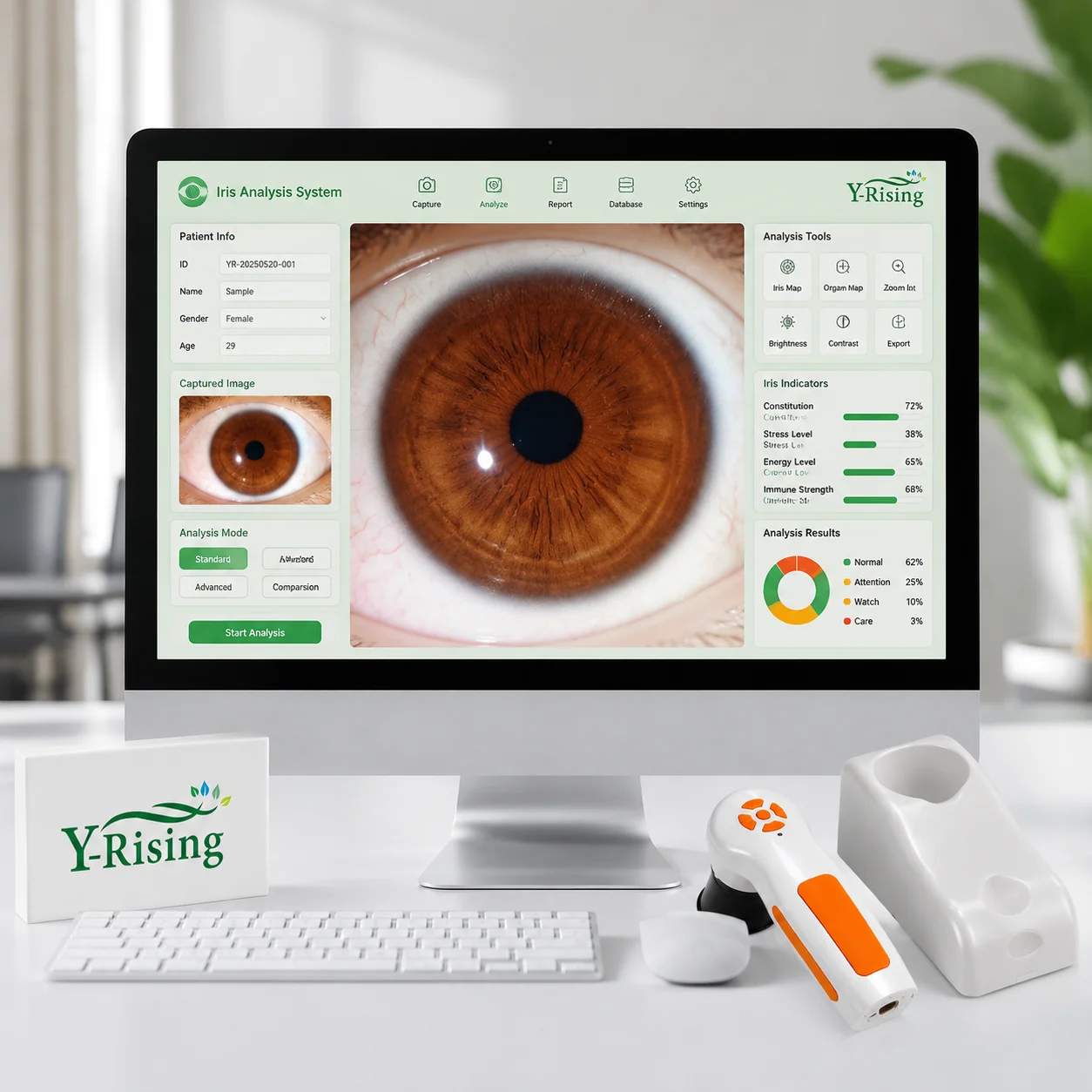Y-RISING 12MP Wireless Digital Iridology Iriscope Pro With WiFi & Software-CE Certified Eye Care Camera