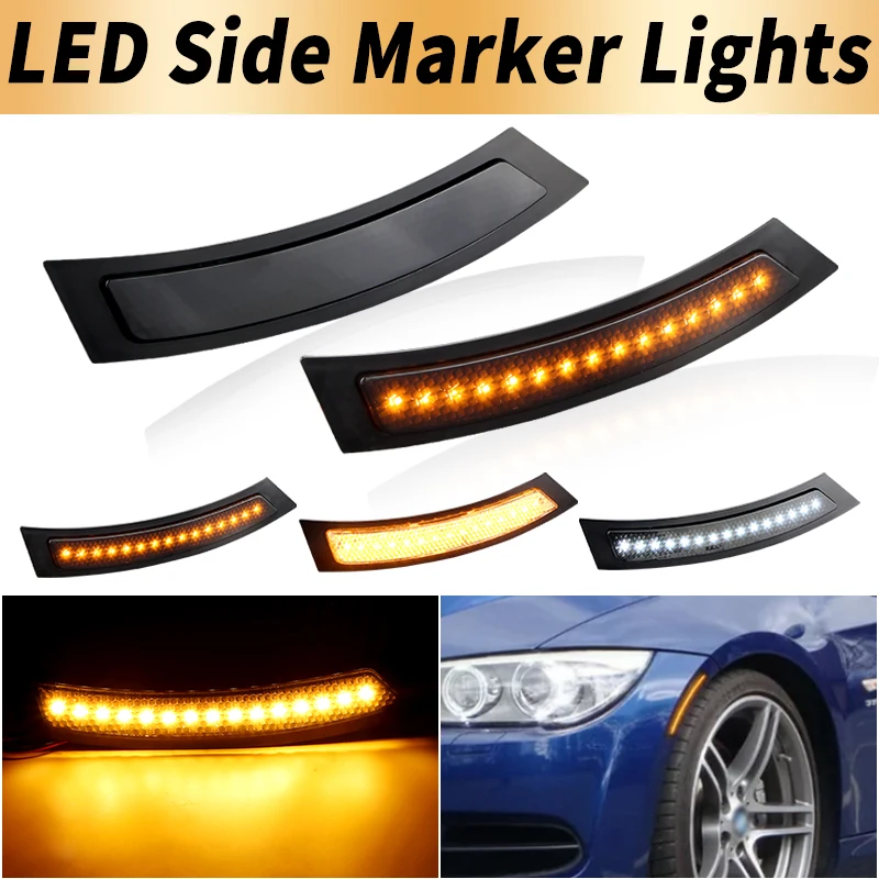

2PCS LED Side Marker Lights Canbus For 2007-2013 BMW 3 Series E92 E93 Only Coupe With Front Bumper Reflector Turn Signal Lamps