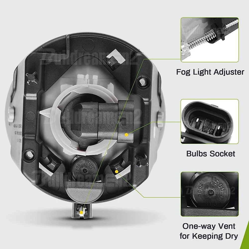 2 Pieces Car Front Fog Light Assembly + H10 9005 Halogen Bulb Warm White For Jeep Grand Cherokee 2005 2006 2007 2008 2009 2010 view 3