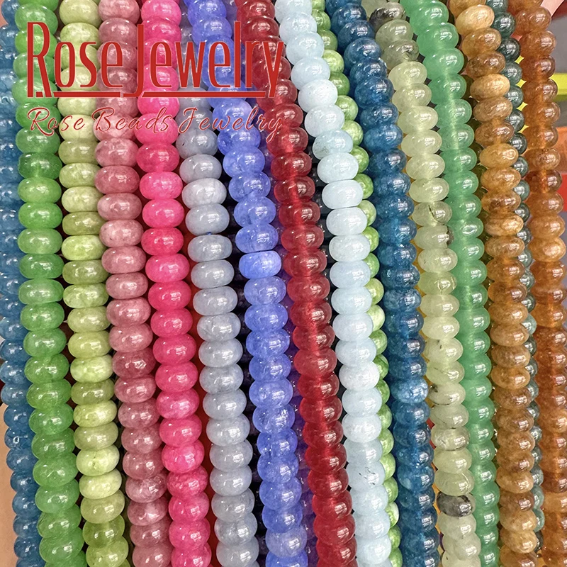 5x8mm Natural Stone Beads Colorful Jade Chalcedony Round Loose Rondelle Beads For Jewelry Making DIY Bracelets Accessories 15\'\'