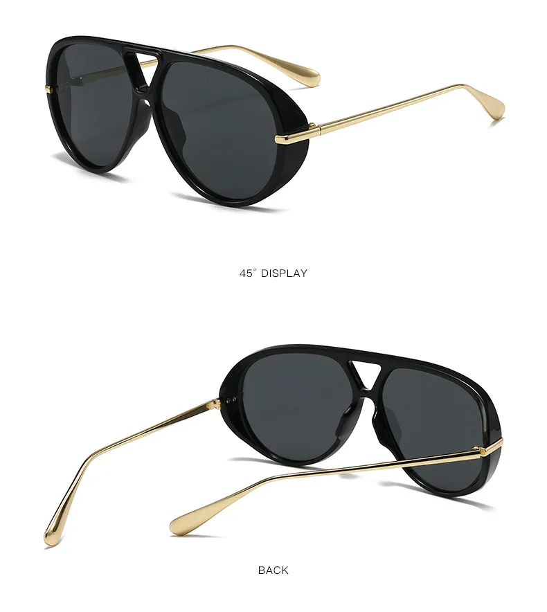 Neue Modische Grüne Leopardenmuster Ovale Sonnenbrille für Damen Vintage Übergroße Legierung Farbverlauf Sonnenbrillen Damen Fahrbrillen – Detail 6