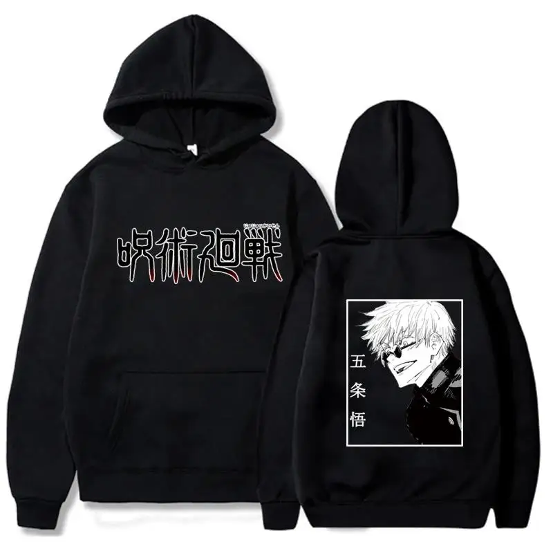 Funny Gojo Satoru Hoodies Jujutsu Kaisen Anime Print Warm Mens Sweatshirts Oversized Manga Clothes Casual Fashion Man Hoodies