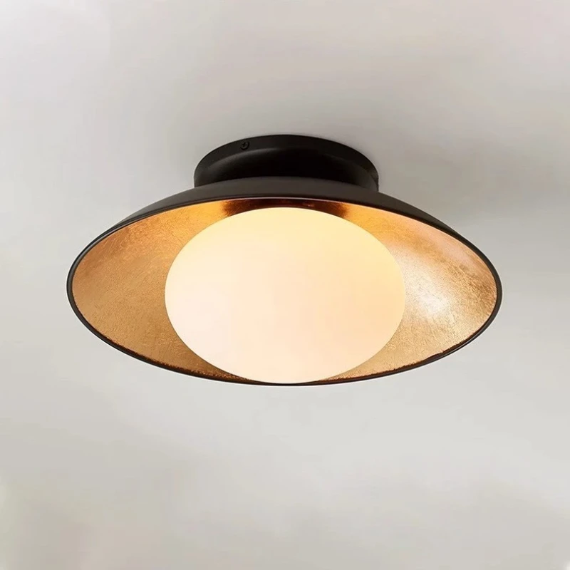

Medieval French bedroom light gold foil ceiling light wabi sanfeng study retro glass aisle