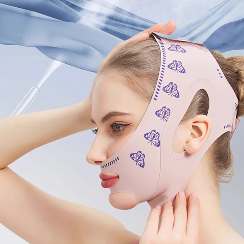 1pc Double Layer Chin Up Mask V Line Shaping Face Masks Face Sculpting Sleep Mask Facial Slimming Strap Face Lifting Belt