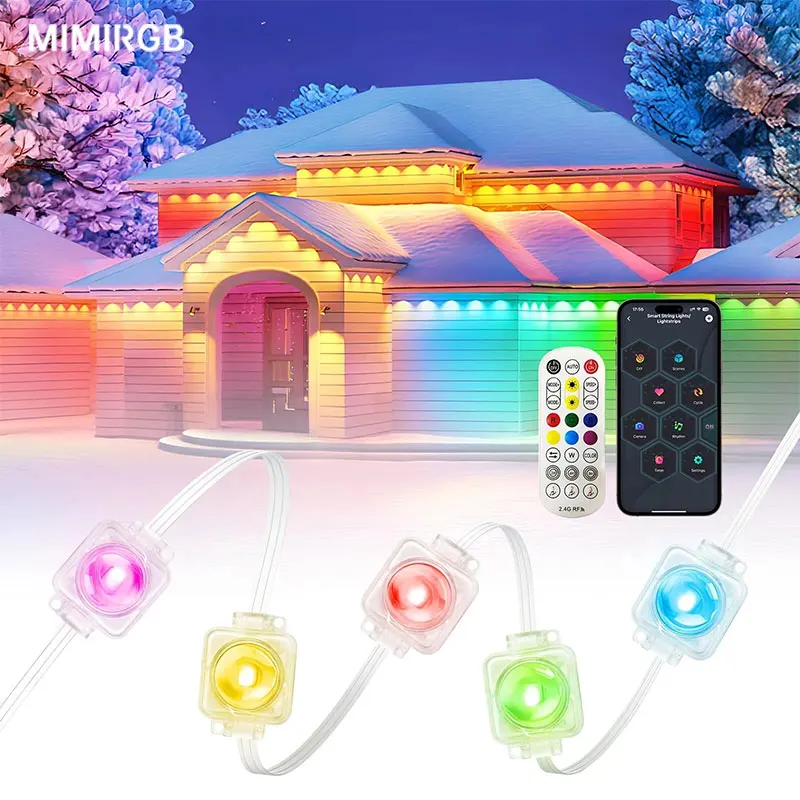 

RGB 45M Eaves Lights Smart Bluetooth Permanent Outdoor Lights Outdoor Waterproof Garden Lighting Strings Decor Christmas Lights