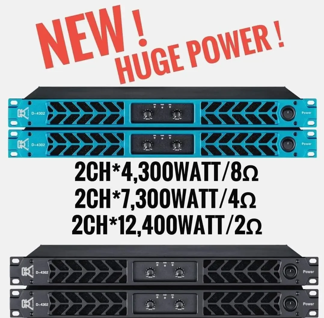 CVR Sound Equipment 4300w Power Mixer 1U Class D Audio 2 Channel Amplifier