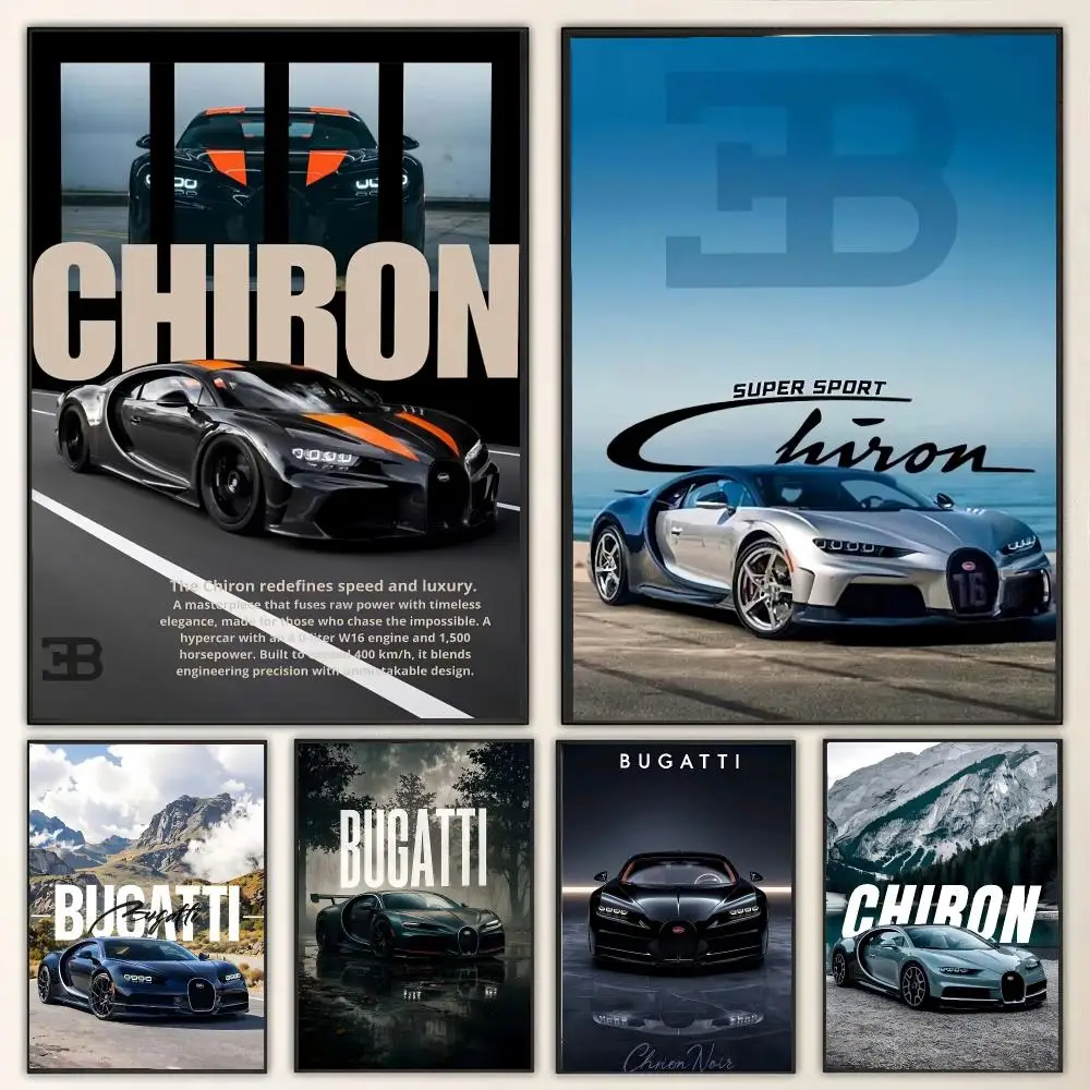 Super Car B-BUGATTI Painting Calligraphy Canvas Poster Wall Art for Living Room Bedroom Cafe Decor Gift