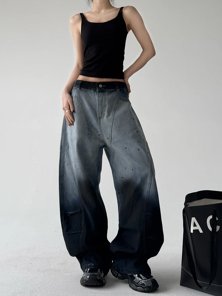 Jean à jambes larges pour femmes, pantalon en Denim extensible en coton, taille haute, ample, BF American Street Sle, nouvelle collection automne