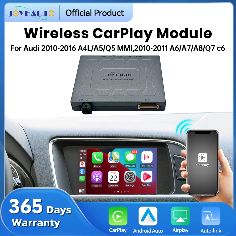 New JoyeAuto Wireless CarPlay Android Auto Interface for Audi 2010-2016 A4L/A5/Q5 MMI 2010-2011 A6/A7/A8/Q7 c6 Mirroring AirPlay