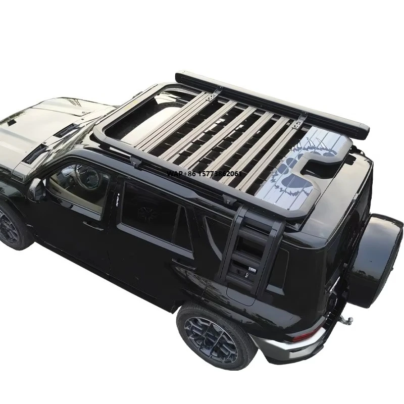 2025 Multi-Functional Car Roof Rack With Side Ladder Screw Mount Black Durable Aluminium Alloy for Hilux Vigo