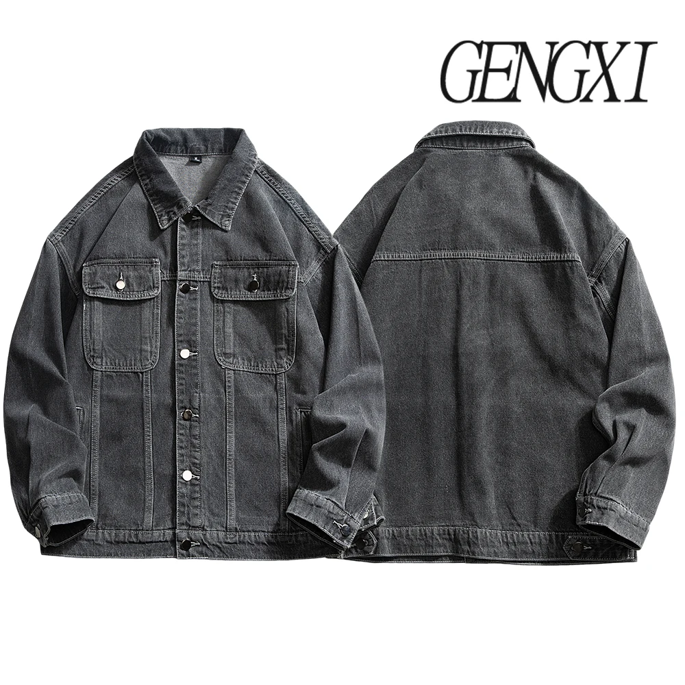 الخريف/الشتاء جديد وصول الرجال غسلها الدنيم سترة الشارع الرجعية نمط واحدة الصدر طوق الدنيم سترة الرجال المألوف