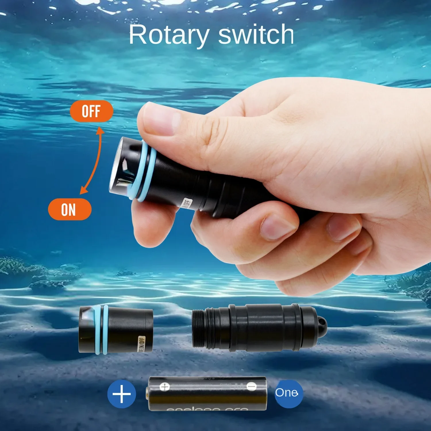 Luz de espejo de buceo de 500 lúmenes, linterna sumergible nocturna, faro impermeable Ms01