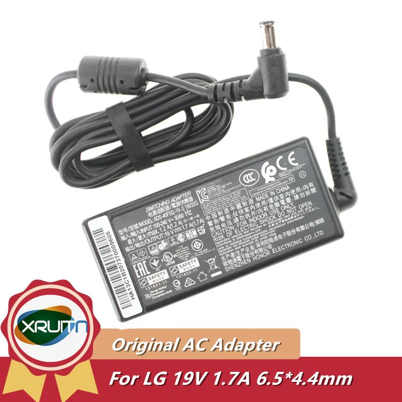 Original AC Adapter 19V 1.7A 32.3W 24TL510V 47-63HZ Charger for LG 22MT47D Personal TV MT47D 22MT47D-PZ 22