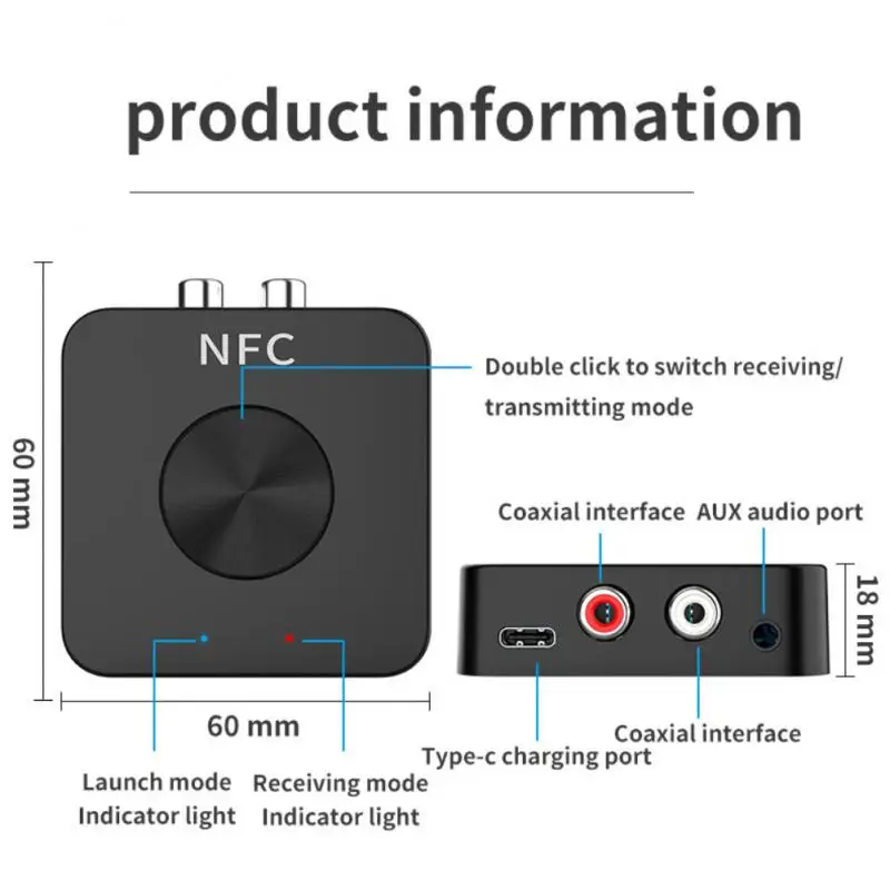 Transmitter Car Adapter Audio Receiver Transmitter 3 In 1 For Tv Pc Aux Car 3.5mm 5.1