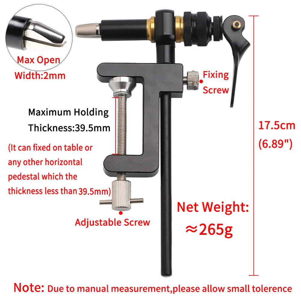 Elllv 360° Rotation Assist Hook Binding Vise/ Fly Tying C-Clamp Vise with Hardened Steel Jaws Fishing Lure Making Tools