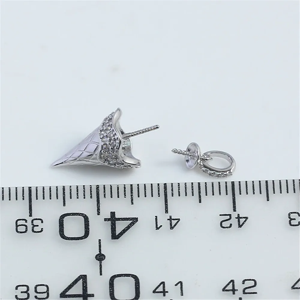 S925 Sterling Silver Pearl Pendant Setting, DIY Empty Bezel Cup Jewelry Supplies for Craft Making, Hollow Prong Pendant Findings
