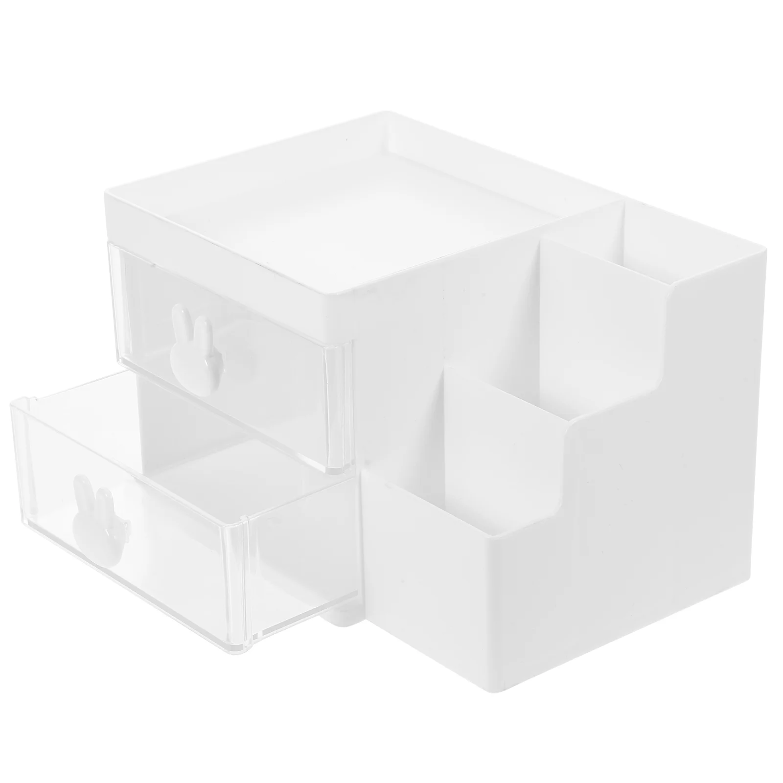 Desktop Pen Holder Storage Box Drawer-type Office Stationery Cosmetics Multi-Function Organizing Rack (White) Organizer