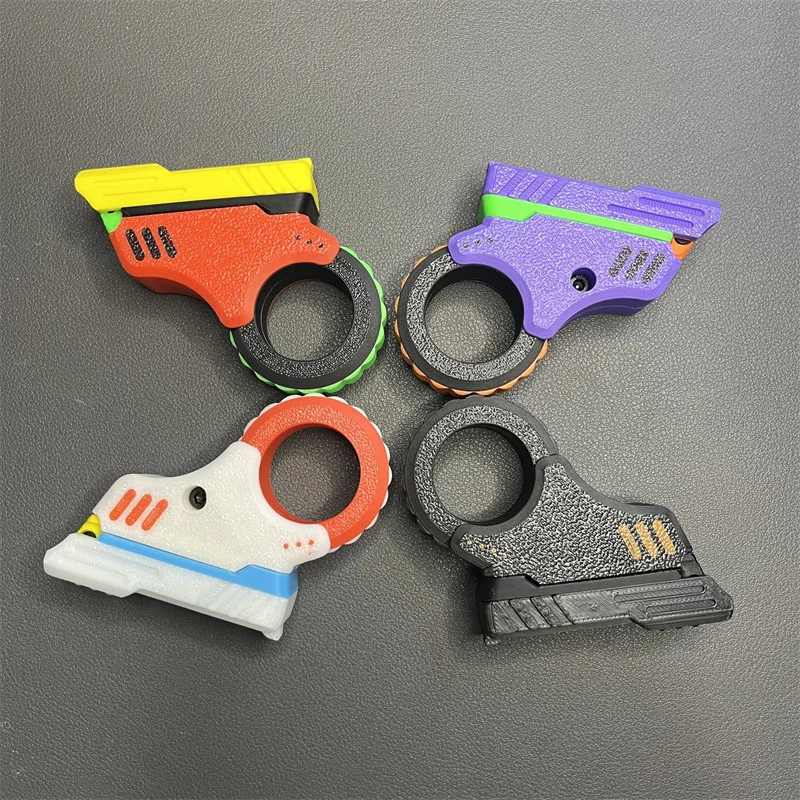 Hot Sell 3D Printed Decompression Toys Fingertip Push Card Rotation Gun Toys Sensory Stress Relief Toys Gift for Kids Adult