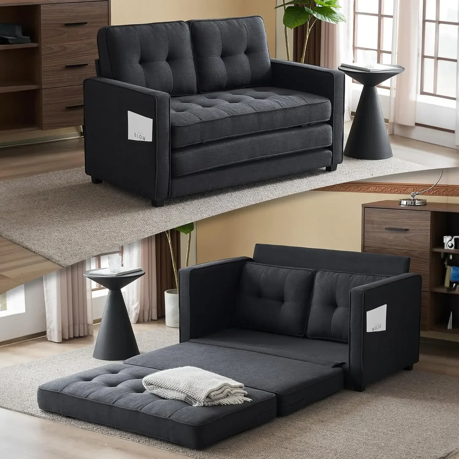 ترقية Loveseat Sleeper، 53.5 بوصة عرض 83 بوصة طول أريكة سرير قابلة للتحويل أرائك فوتون لغرفة المعيشة