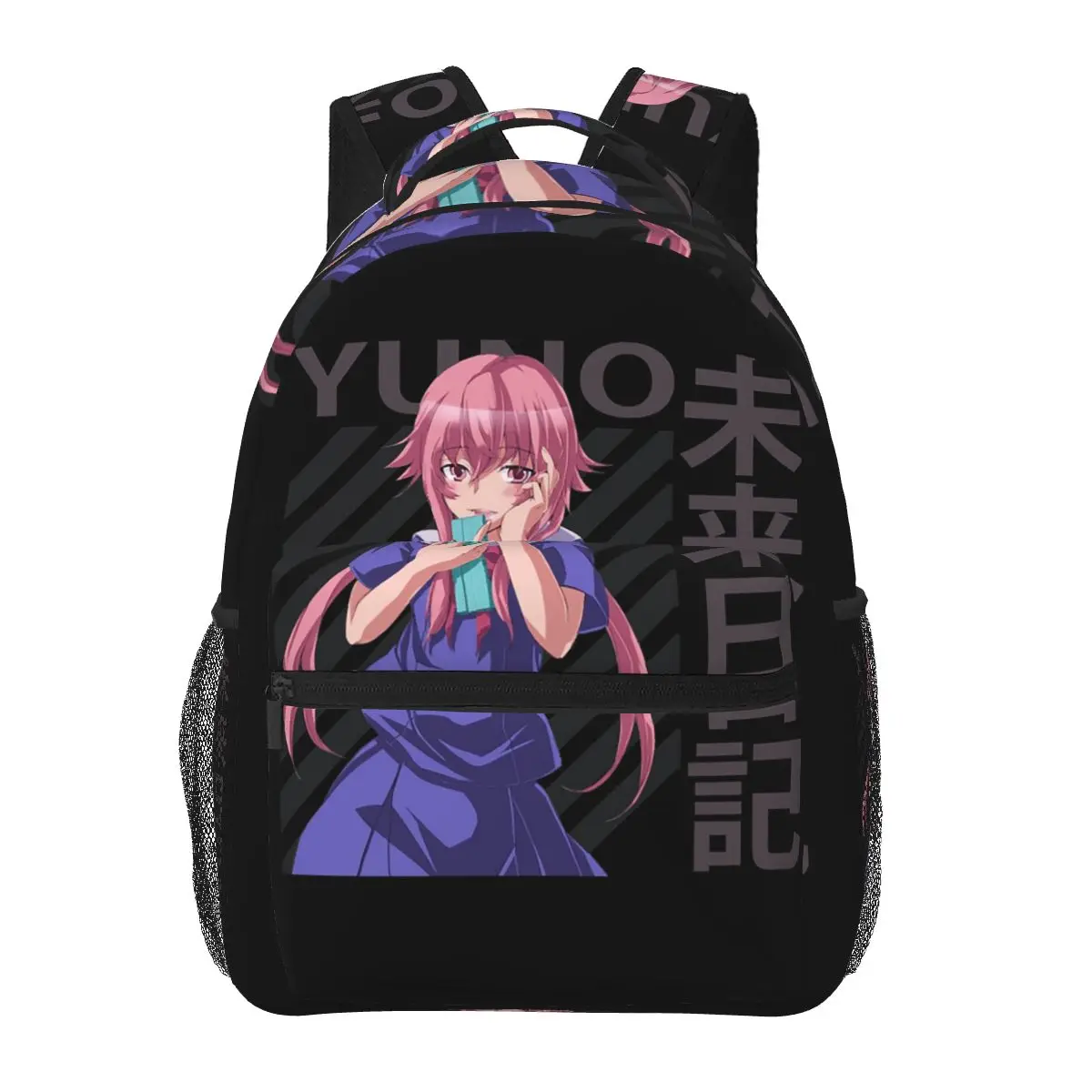 Yuno Gasai โดย Mirai Nikki กระเป๋าเป้สะพายหลังขายร้อน Daypack ความจุขนาดใหญ่เด็ก BookBag กระเป๋านักเรียนกระเป๋าสะพายสําหรับผู้ชายผู้หญิง