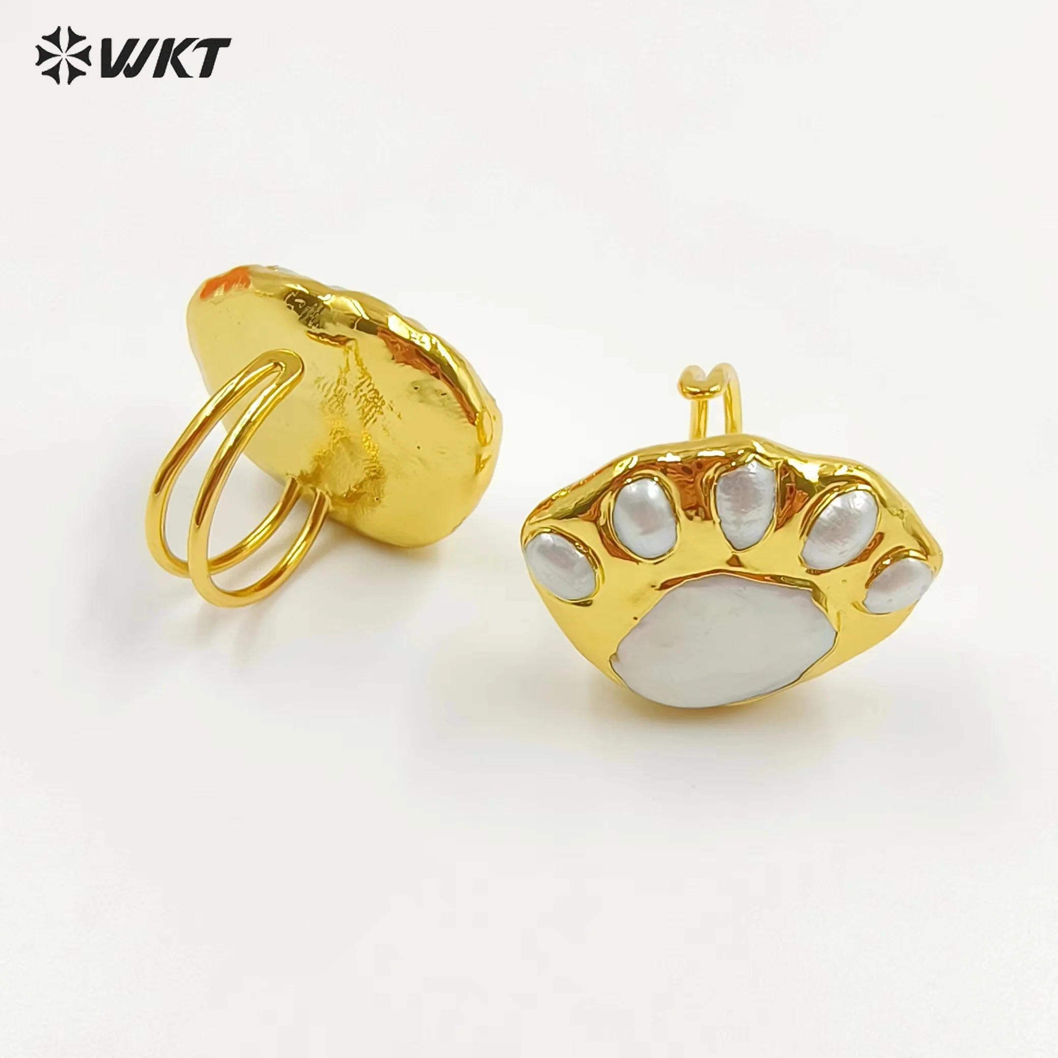 WT-MPR072  WKT 2023 NEW SAlE Freshwater Pearl Gold Plated Wedding Party Ring  Accessories Exquisite Accessories HOT