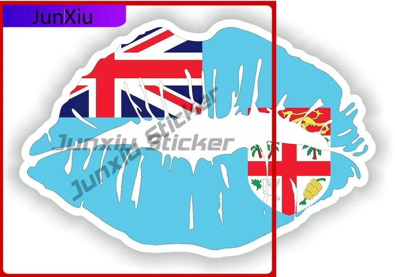 

Fiji Lips Flag Stickers Personalized Custom Decals Car Decoration Outside Adventure Motorcycle Front Bumper Moto Refit Stickers