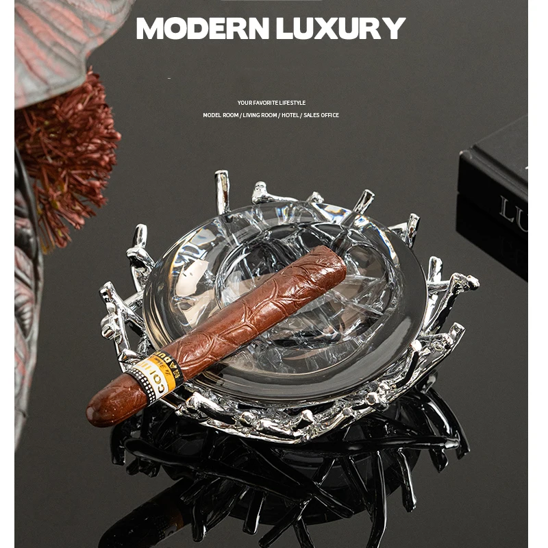 Modern Bird'S Nest Modeling Glass Ashtray Geometric Ornaments Sales Office Living Room Entrance Soft Decorations Ornaments