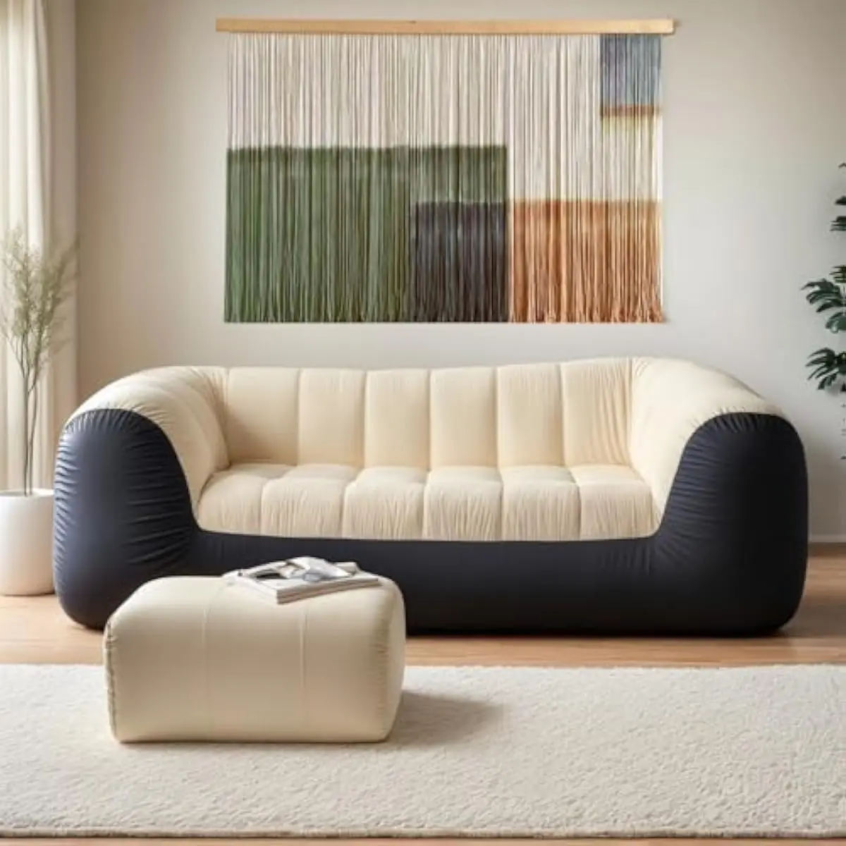 Handcrafted Cotton Macrame Tapestry Featuring Organic Dip-Dye Gradient Texture Boho Nordic Fusion Wall Art Ideal for Living Room