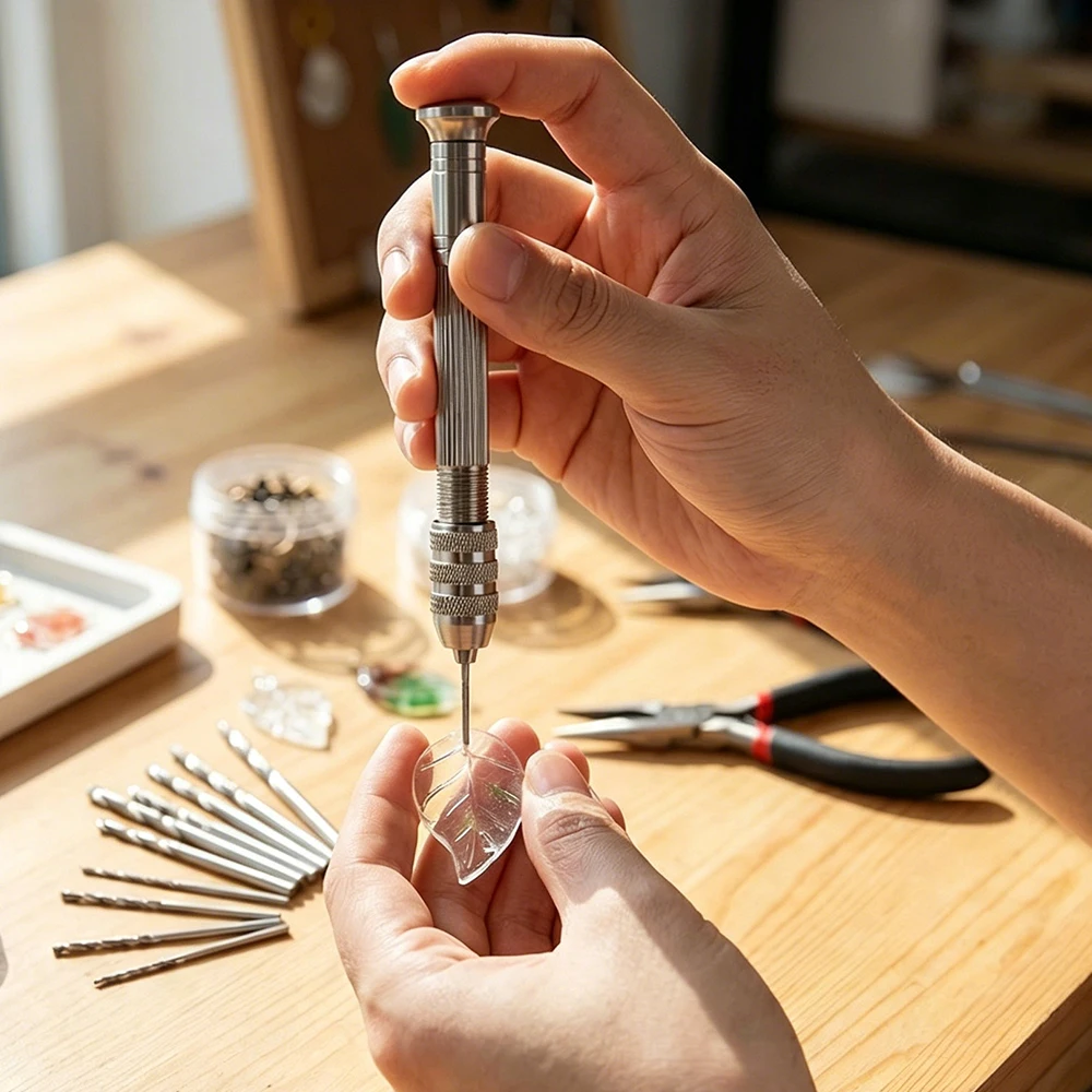 Mèche de perçage manuelle à visser pour moules de moulage en résine, tête simple, avec 10 forets (0,8-3 mm) pour la fabrication de bijoux