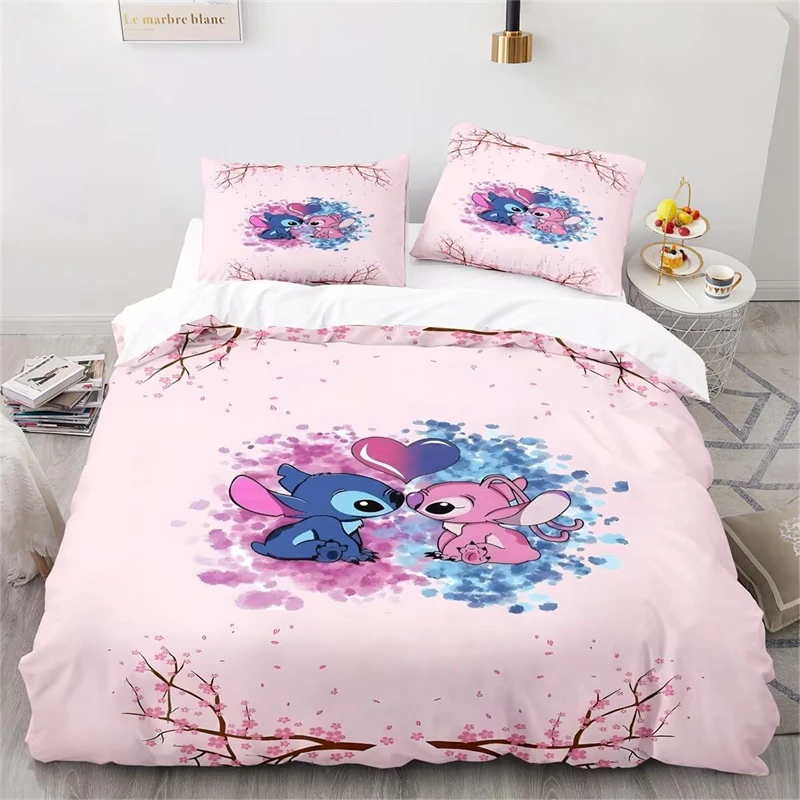 Poszwa na kołdrę Stitch Lilo Zestaw pościeli z nadrukiem 3D Duży zestaw poszewek na kołdrę King Size Single Double Microfiber z poszewką na poduszkę