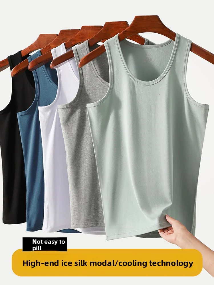 

Новинка 2025, мужская майка из модального ледяного шелка, Svel Fitn, спортивная свободная летняя базовая майка, молодежная повседневная круглая тонкая ткань
