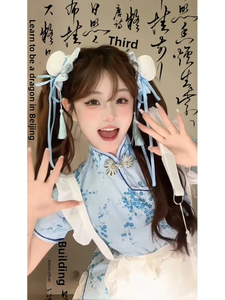 새로운 중국 스타일 드레스 로우린 시사스 코스프레 소프트 걸 메이드 스커트 일상복