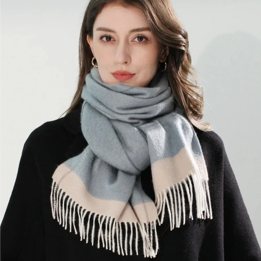 High-End Wool Scarf for Women Long Woolen Shawl Warm Winter Fashion From Inner Mongolia