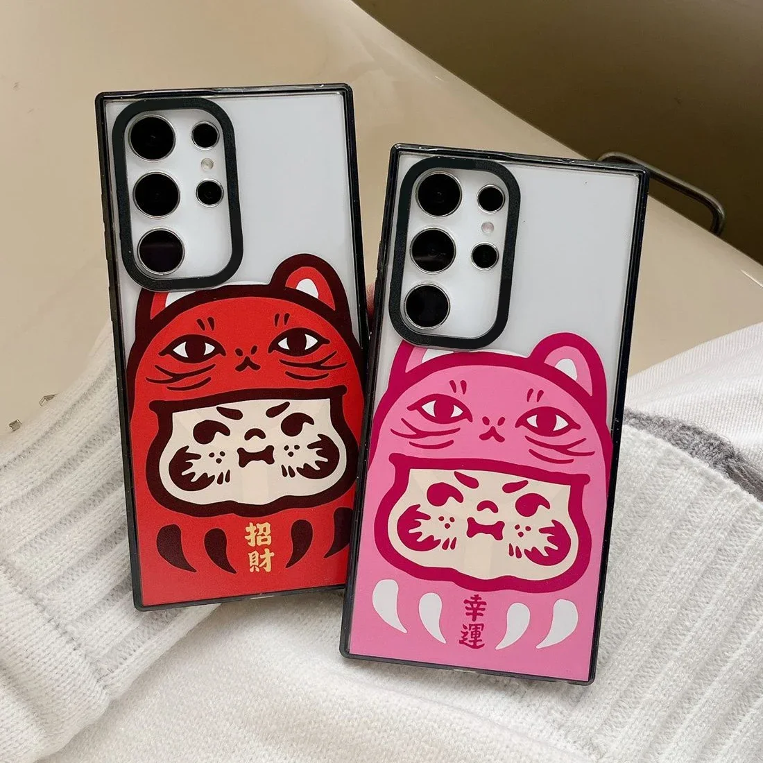 

Cute Daruma MagSafe Acrylic Black Border Magnetic Phone Case for Samsung Galaxy S22 U S23 Ultra S24 Ultra Cover Protective Shell