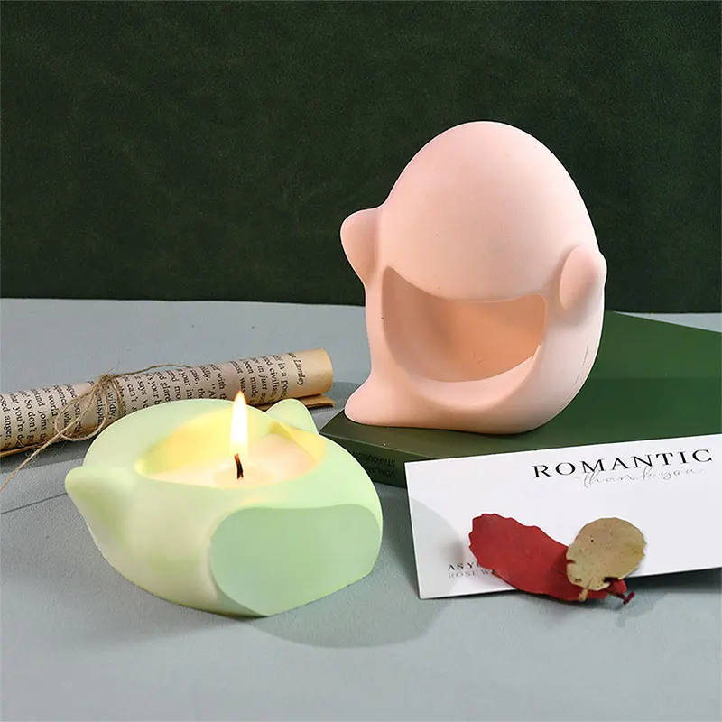 Large Skull Mold Indoor Plant Pot Cement Casting Mold Ghost Candle Holder Candle Cup Container Silicone Mold Halloween DIY Decor