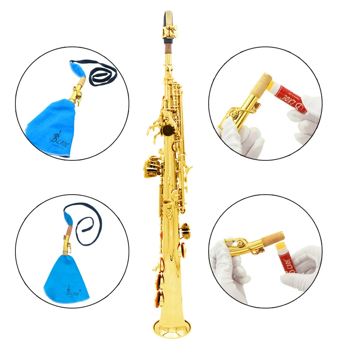 

B-drop Soprano Sax Bending Neck +straight Neck +strip Cloth +cork Paste Musical Instrument Accessories Sax Bending Neck Set