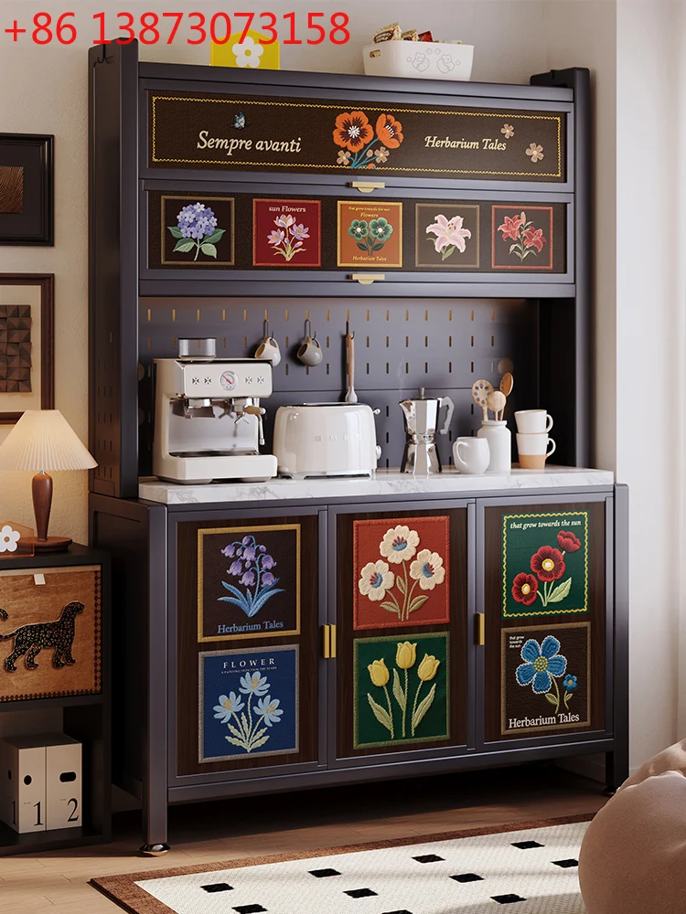 

Средневековый кремовый обеденный край из нержавеющей стали, встроенный настенный шкафчик, бытовой шкафчик из кованого железа в стиле ретро для гостиной