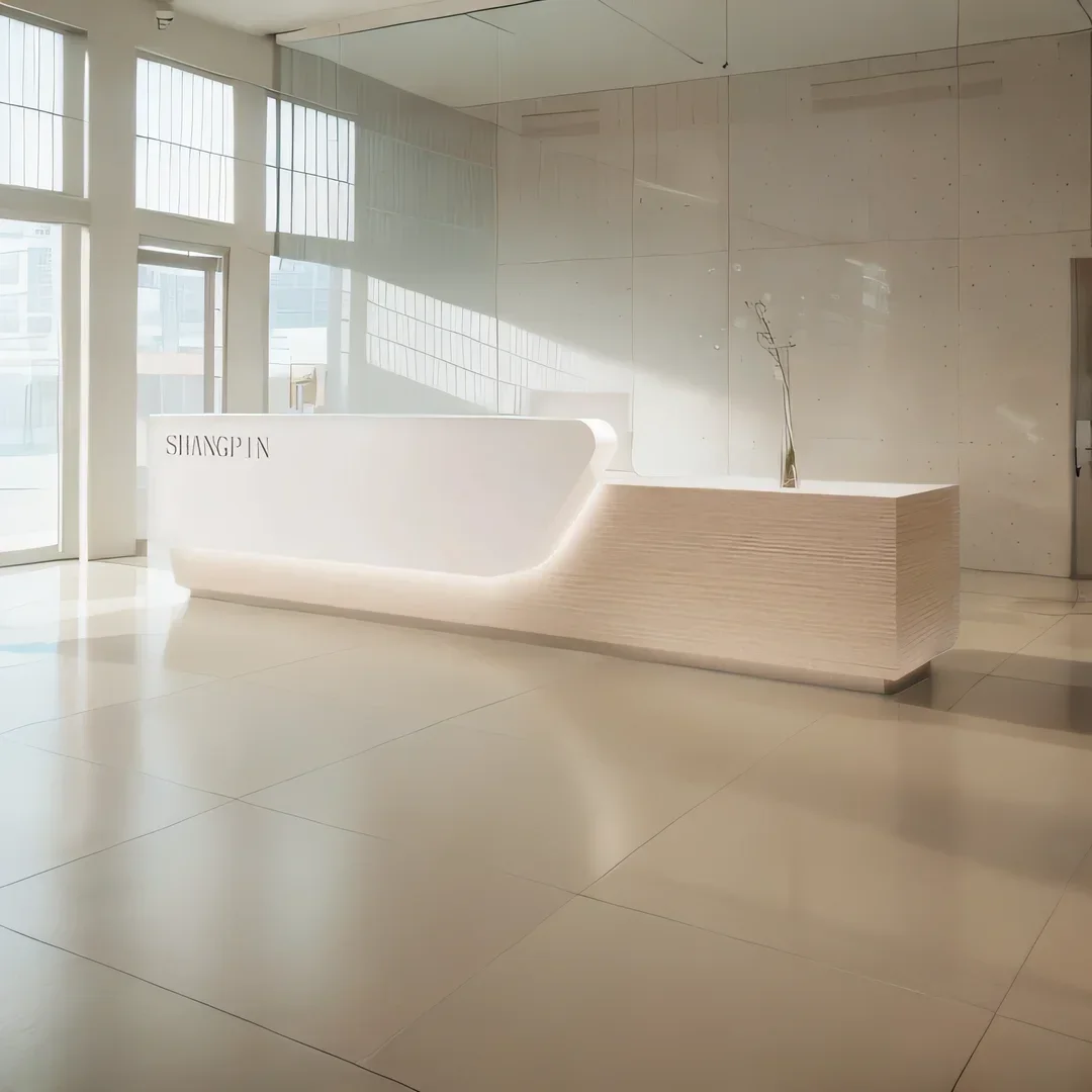 مكتب الاستقبال المتقدم الأثاث الحديث عداد أمامي صغير عرض البيع بالتجزئة الملابس صالون Pulpito Escritorio الشركات المكتبية