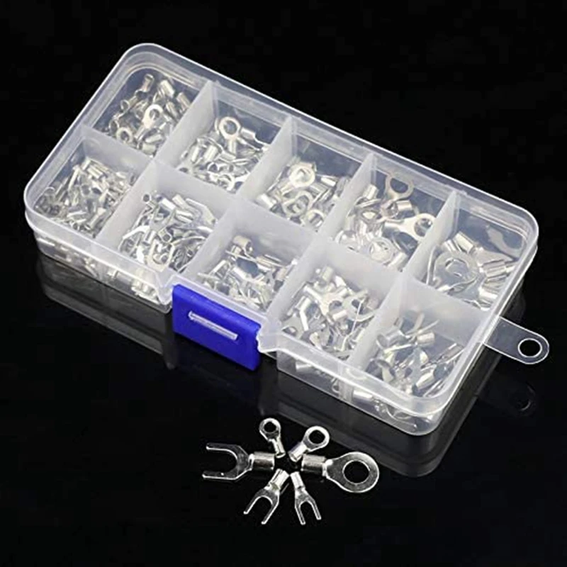 U-نوع النحاس محطات مجموعة متنوعة ، كابل سلك موصل ، تجعيد بأسمائها الحقيقية ، غير معزول حلقة شوكة ، 10 في 1 ، 320 قطعة