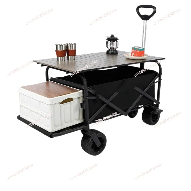 

Outdoor Foldable Campsite Car, Travel Camping Trailer, Tent Setting Up, Hand Pushing, Picnic Camping Car, Small Cart