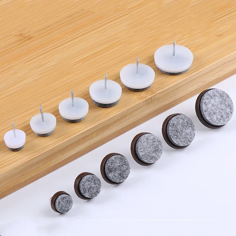 20-100 個家具足釘フェルトパッドプラスチックスライド釘椅子テーブル脚保護パッド直径 14 ミリメートル-28 ミリメートル白/茶色